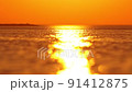 Sea horizon at golden sunset 91412875