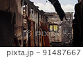 ruins of a building after a fire 91487667