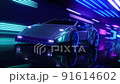 futuristic neon synthwave style 3d render animation loop 91614602