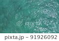 Beach top view with pattern wave. Stock footage of blue color deep ocean water, sea surface. Soft blue ocean wave, turquoise waves, clear water surface. Nature surface background texture design 91926092