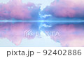 The sky where pink clouds are reflected like a mirror on the surface of the water 92402886