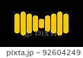 Spectrum Yellow musical sound wave set on a black background. 92604249