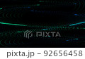 Slow moving colored dotted lines on a black background 92656458