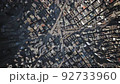 Busy Downtown City Area Aerial Flight High Point Heavy Car Traffic Corporate Success Pollution Of Humanity Overpopulation Autonomous Vehicles Ai Concept 92733960