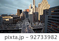 Digital City Downtown Landscape Fpv Drone Flight Highway Traffic Jams Corporate Success Human Carbon Footprint Overpopulation Concept 92733982