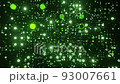 Flying through glowing green dots and rings 93007661