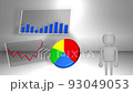 人型のCGがグラフを表示させて喜んでいるループ素材 93049053