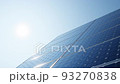 Close-up of modern photovoltaic solar battery power plant. Rows of sustainable energy solar cells. Ecology and alternative energy technology concept. Tracking shot. 93270838