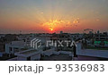 Bird Silhouettes Flying Against Sunset Sky Over Jaipur Old City In India. Aerial Drone Shot 93536983