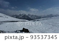 Mountain Scenery From The Snow-covered Sar Pass Top In The Indian Himalayas, Himachal Pradesh, India. wide aerial 93537345