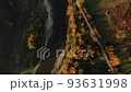 Birds eye view of mountain river and colorful trees. Autumn landscape 93631998