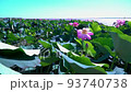 Lotus plantations are swaying in the wind on a sunny summer day. 93740738