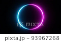 Digital countdown timer number ten to zero second with circular two tones of neon color light on black background. Cyberpunk blue and pink color on dark fluorescent light.  93967268