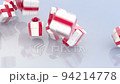 Falling Christmas gift boxes with red bows and ribbons 94214778