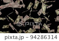 10000 Japanese Yen bills falling down. Banknotes isolated on transparent background. 94286314
