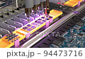 Conveyor for the production of processors and motherboards at the factory 4k footage 94473716