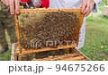 Bees fly and collect honey. The bees are getting ready for winter. Many bees that climb one on one in the evidence. Honey comb. 94675266