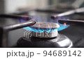 Gas burner. Safe use of gas equipment. Gas burning. Close up 94689142