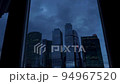night skyscrapers from the apartment window opposite the Moscow City building in summer 94967520