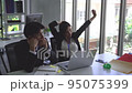 Tired Business couple is stretching out after hard work in office. 95075399