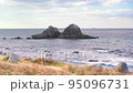 [Kyushu/Itoshima City] A video of the withered grassy coast swaying in the wind and the married couple rocks of Sakurai Futamigaura. 95096731