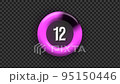 A 15-second countdown timer with a stylish pink round bar decreasing 95150446