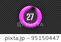 A 30-second countdown timer with a fashionable pink round bar decreasing 95150447