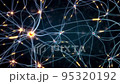 Neurons connection and communication in a neural network. Neuronal activity in the brain. Perfect to use as a background for science, technology or biology. Tracking shot. 4K 95320192