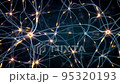 Neurons connection and communication in a neural network. Neuronal activity in the brain. Perfect to use as a background for science, technology or biology. Forward dolly shot. 4K 95320193