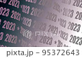 The number 2023, meaning the approach of the New Year, in slow motion 95372643