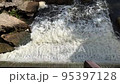 Waterfall and view from bridge at Belmotas in Vilnius, Lithuania 95397128