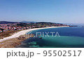 Aerial drone view of the fishing port of Aguino, A Coruna, Galicia, Spain 95502517