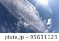 Time-lapse with the movement of clouds across the sky. In frame you can see traces of flying planes 95631123
