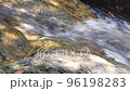 Close-up view of a waterfall flowing on a rock. with a sensitive focus. 96198283