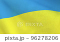 Waving flag of Ukraine. Ukranian national flag. 3D looped animation. 4k resolution. Flag of Ukraine on fabric base. 96278206