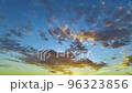 A Beautiful Gradient of Colors of Sunset Sky with Clouds and Camera Panning left to right 96323856