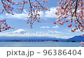 Mt.Fuji and a branch of cherry blossoms in full bloom 96386404
