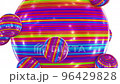 Realistic satisfying looping 3D animation of the beautiful colorful lines ornament sphere with orbital rolling small fancy pattern spheres as satellites rendered in UHD with alpha matte 96429828