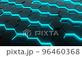 Seamless looping black hexagon shape with blue neon lighting background. Abstract and technology concept. 96460368