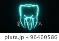 Seamless looping of blue HUD tooth scanning on black background. Technology and medical concept. 96460586