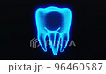 Seamless looping of blue HUD tooth scanning and rotating on black background. Technology and medical concept. 96460587
