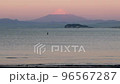 Zushi coast at sunrise, Mt.Fuji and Enoshima in pink 96567287