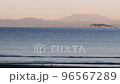 Zushi coast at sunrise, Mt.Fuji and Enoshima in pink 96567289