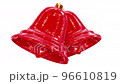 Realistic looping 3D animation of two beautiful frosted red glass Christmas Love bells rendered in UHD with alpha matte 96610819