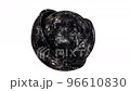 Realistic looping 3D animation of the spinning black marble sphere inside of two black marble hemispheres rendered in UHD with alpha matte 96610830