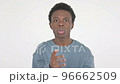 Talking Angry Young African Man Arguing on White Background  96662509