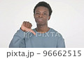 Thumbs Down by Young African Man on White Background  96662515