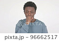 Sick Young African Man Coughing on White Background  96662517