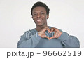 Heart with Hands by Young African Man on White Background  96662519