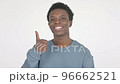 Thumbs Up by Young African Man on White Background  96662521